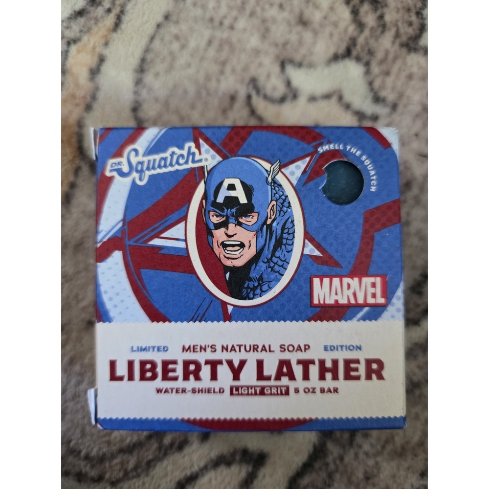 Dr. Squatch Ltd Ed Bar Soap Marvel Liberty Lather Natural Captain America 5oz